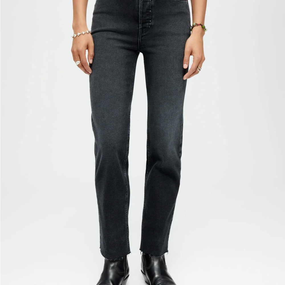 Re/Done Women's Black Slim Straight Jeans
